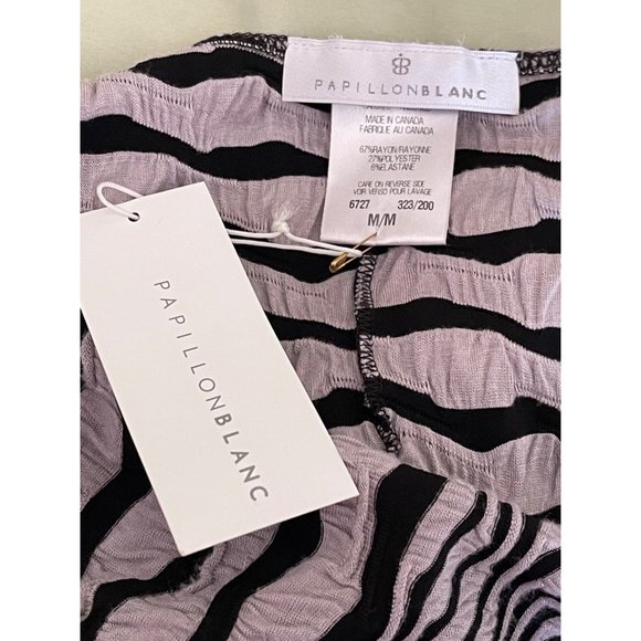 Papillon Blanc Women's Gray/Black Wavy Striped Pattern Short Sleeve Midi Dress - Picture 10 of 11